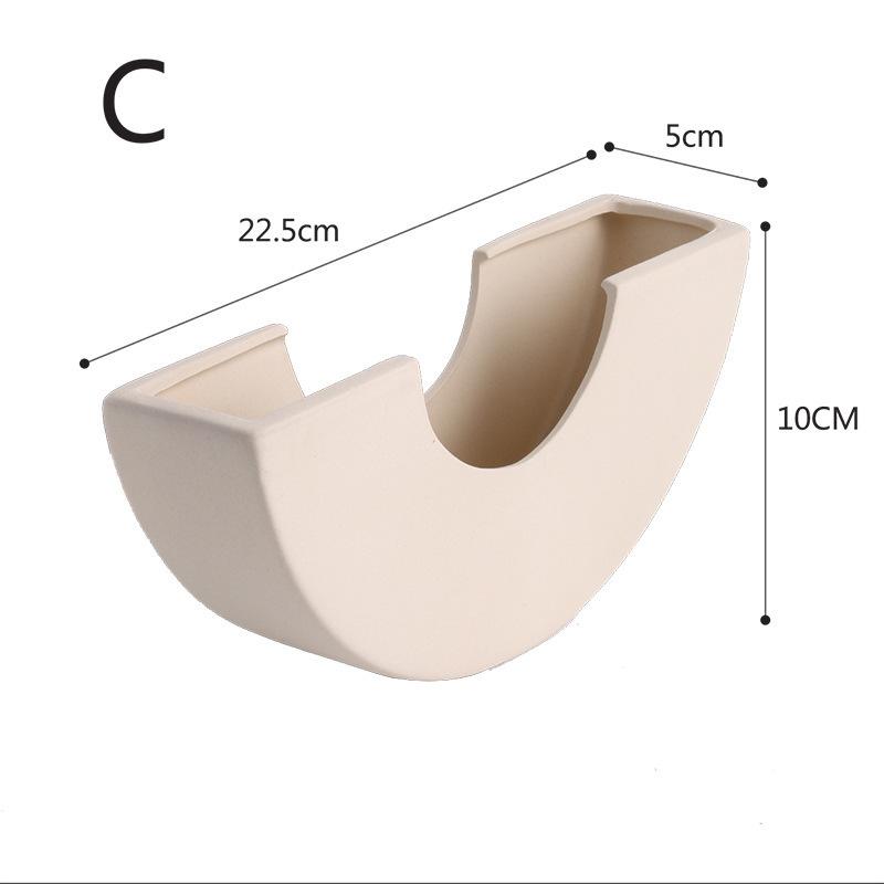 Nordische Polygon Runde Keramikvase Haus Wohnzimmer TV-Schrank Schreibtisch Ferienwohnung Kunstdekorationen Trockenblumenarrangements Vase