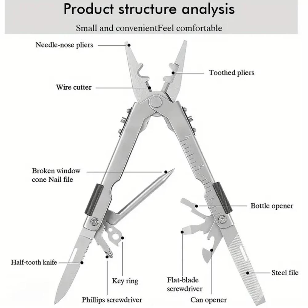 Stainless Steel Multi-tool Pliers Outdoor Combination Knife Pliers Folding Portable Multi-purpose Pliers Tools With Scale