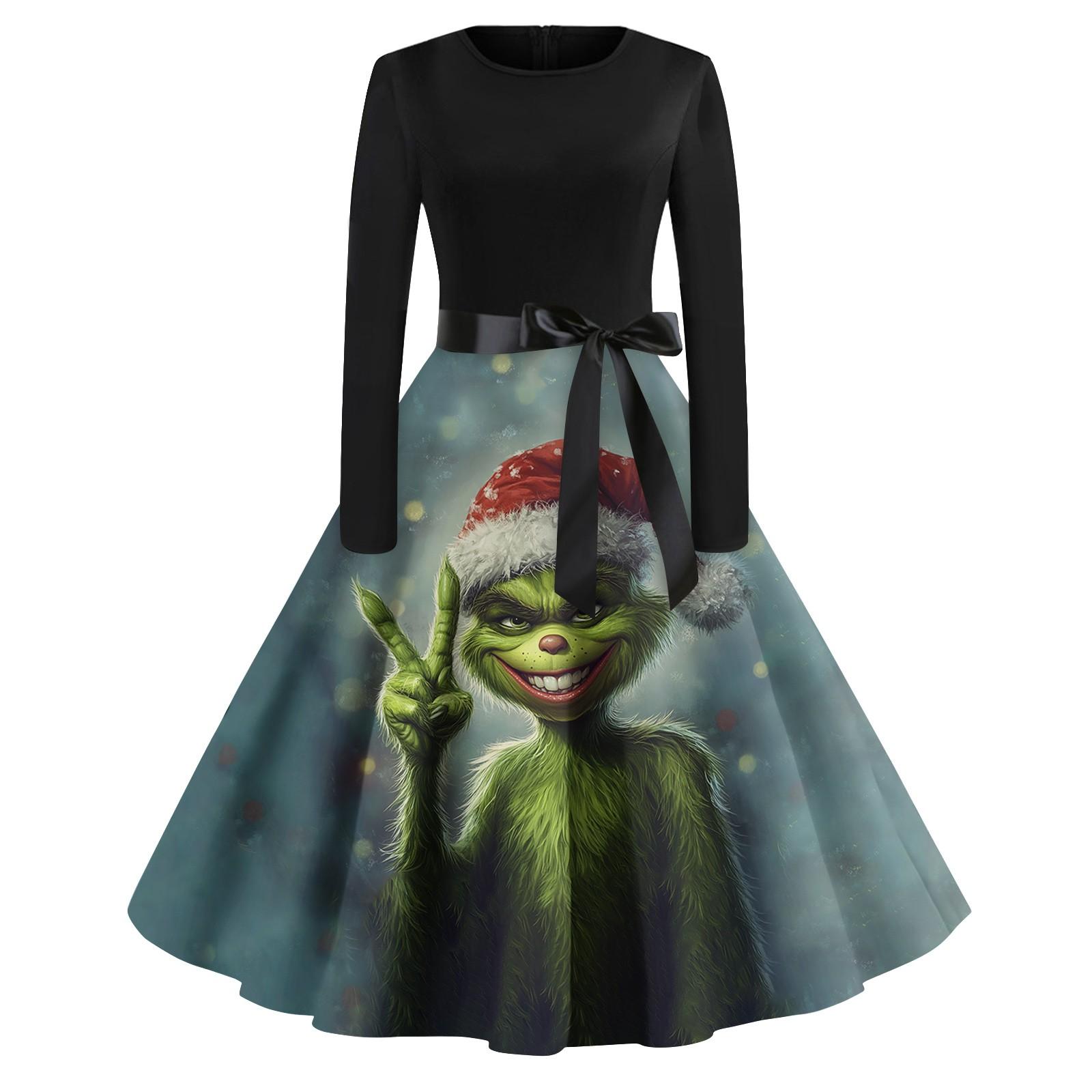 Женское повседневное модное платье с длинным рукавом и принтом — фото 12