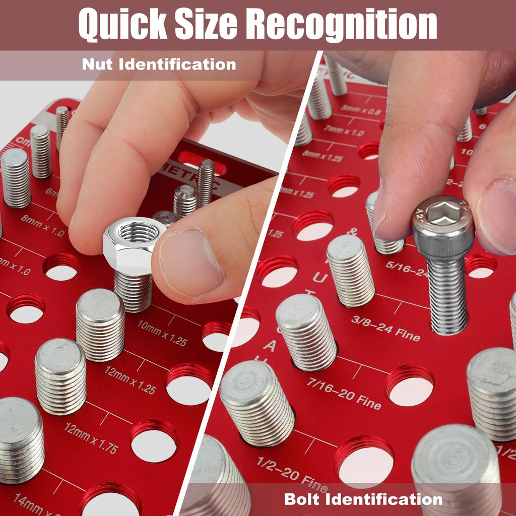 Aluminum Alloy Bolt Nut Gauge for Workshop Garage 34 Holes Bolt Size Thread Gauge Multifunctional Nut Bolt Thread Checker New