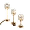 Retro Golden Candle Holder Crystal Metal Tea Stand Lamp Candlestick Wedding Decoration