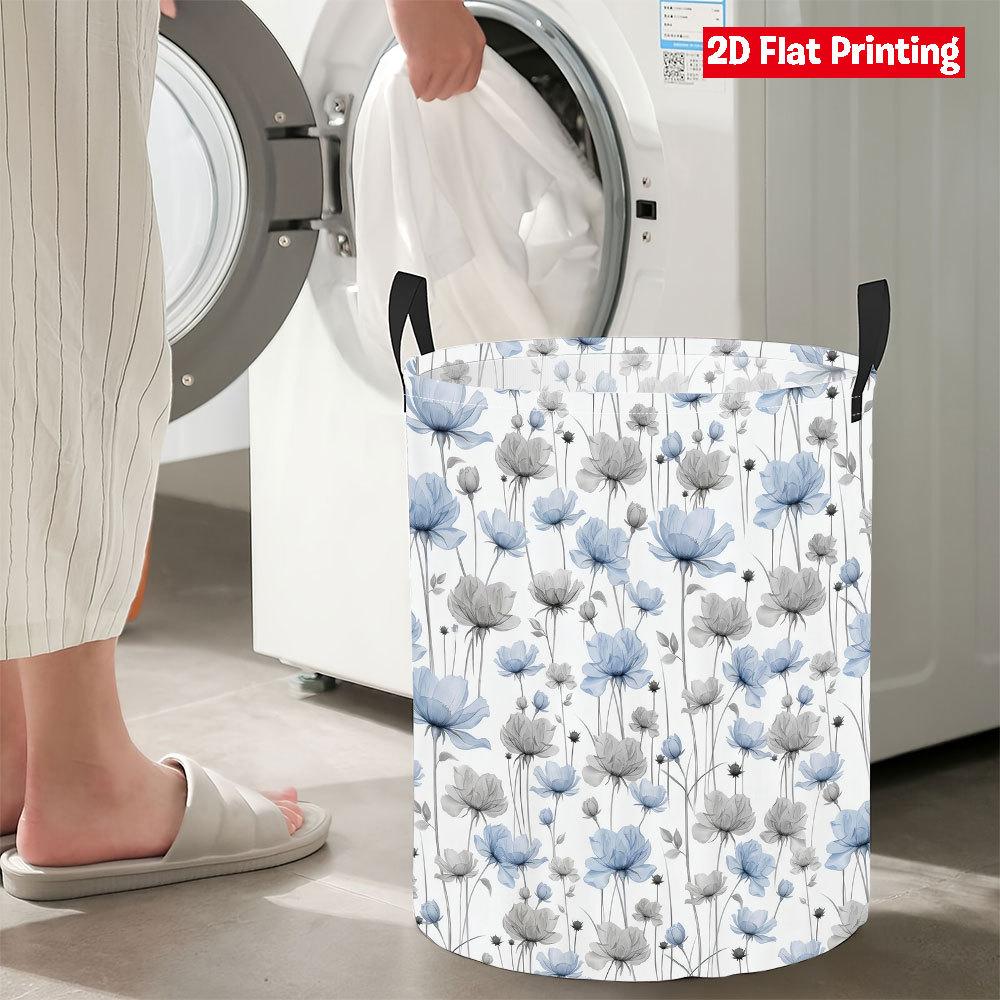 Collapsible Laundry Basket Large Round Waterproof Fabric Hamper Dirty Clothes Storage Bin Toy Organizer with Handles