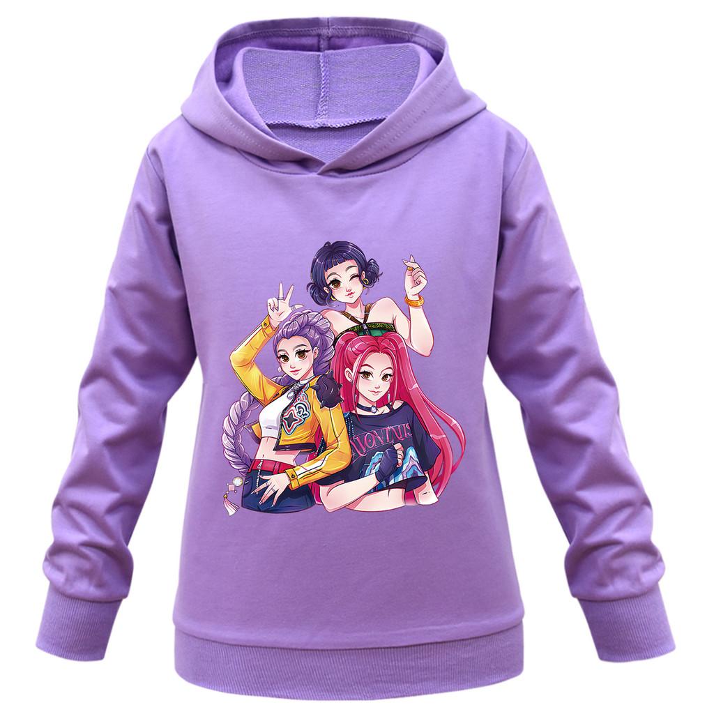 Kids Girls Anime Cartoon K-POP Rumi Zoey Mira Printed Casual Long Sleeves Sweatshirt Hoodies