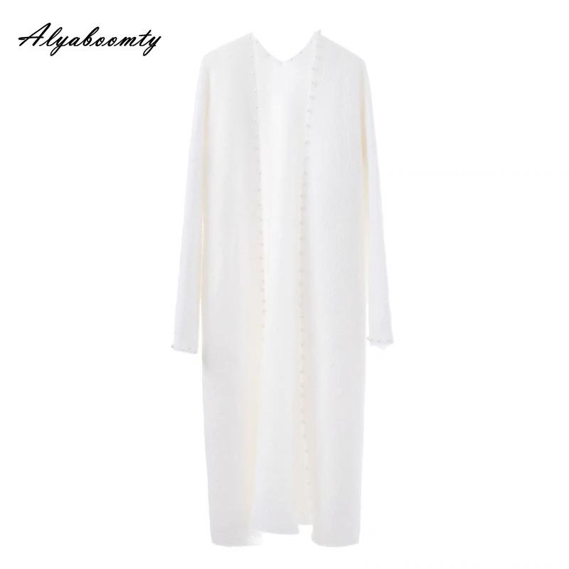 

Французский стиль Осень Зима Женское Длинное Пальто из Плюша Норки с Жемчугом Мягкое Теплое Элегантное Женственное Кардиган Милое Приличное Женское Пальто One Size