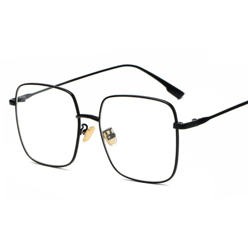 Big Frame Square Myopia Women Diopter Eyeglasses Metal Black Nearsighted Eyeglasses Prescription 0 -0.5 -0.75 To -6.0