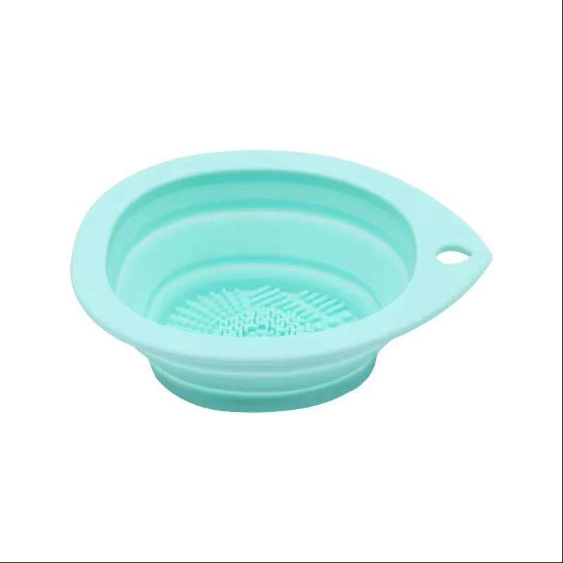 Silikon Sminkekostrenser Sammenleggbar Pudderpuff Rensebolle Øyenskyggekoster Vaskemyk Matte