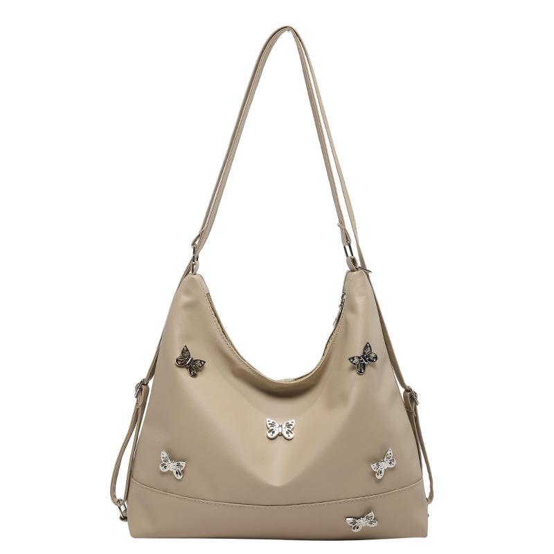 

Vintage tote bag women s 2024 new trendy fashion underarm bag niche texture butterfly decorative shoulder bag trendy хакі