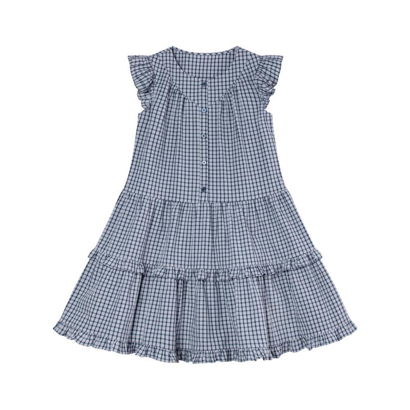Girls' Sleeveless Plaid Cotton Dress
