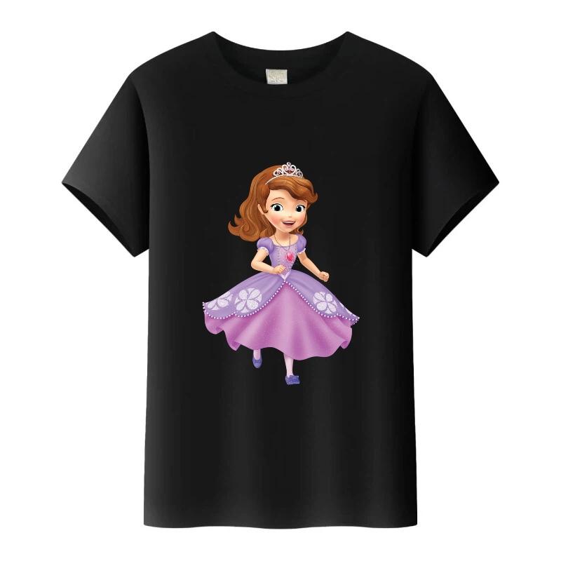 Disney Sofia První Princezna Kreslená Trička Dívčí Kulatý Výstřih Top Tričko Y2k Volné Halenky Harajuku Tričko Letní Oblečení Dárek