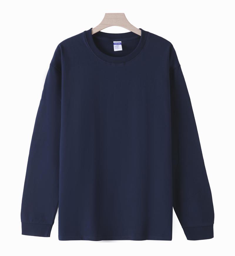 Heavy Double Yarn Long Sleeve Cotton T-shirt with Custom LOGO