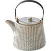 Yundu Grey with Blue Ceramic Teapots, 1000ml/33.8oz Tea Kettle, Enough for 4 Cups, Tea Pot with Infusers for Loose Tea, Striped Tea Pot with