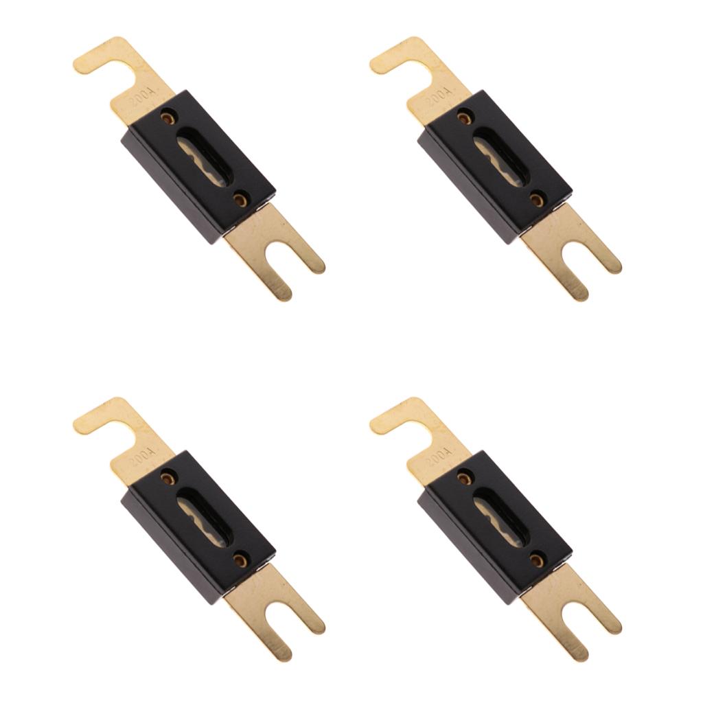 Pack of 4 200AMP ANL Gold Plated Flat Blade Fuses