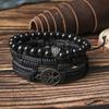 Cross-border E-commerce Exclusive Vintage Multi-layer Braided Strands Men's Cowhide Genuine Leather Alloy Tree Life Bracelet