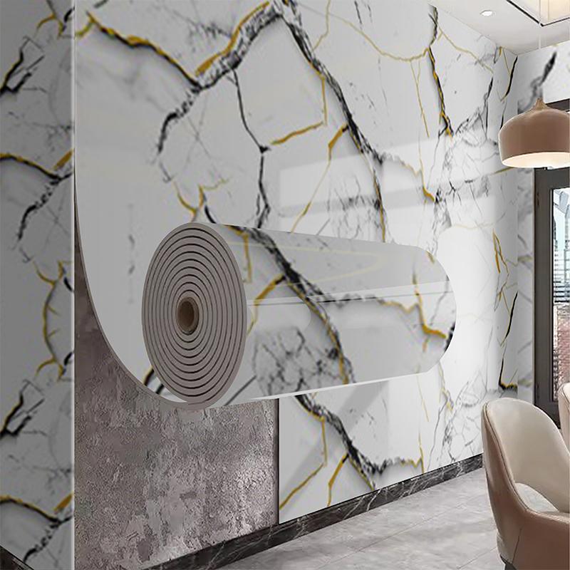 Self adhesive marble wallpaper PVC waterproof and stain resistant bedroom living room TV background wall decoration wall sticler