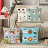 Christmas Cute Snowman Pillow Covers Pattern Cushion Cover Suitable for Sofa Bedroom Car Pillow Cover