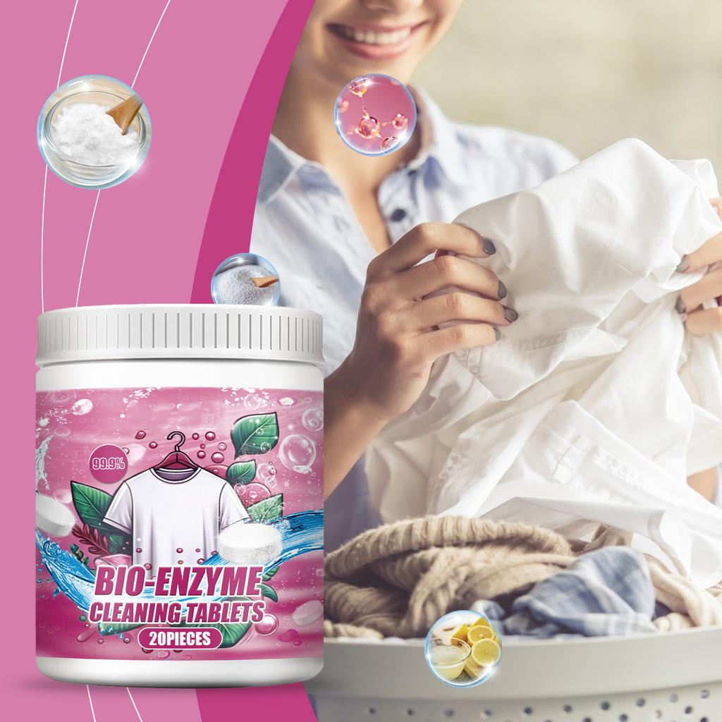 Effervescent Laundry Cleaning Tablets, Bio Enzyme Exploding , Stain Remover, Scent Retaining, Cleaning Tablets