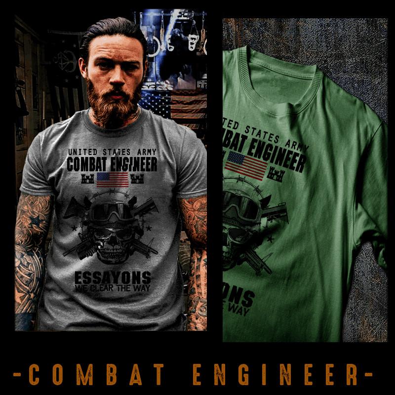 

Combat Engineer T-shirt Army Military Sapper Essayons 12 bravo we clear the way 2XL