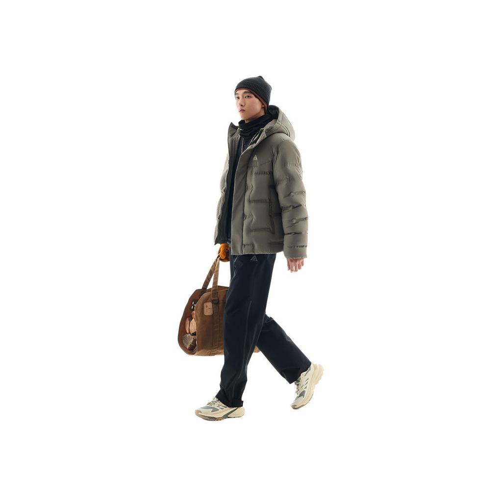 Anta Outdoor Series Letter Hooded Long Sleeve Down Jacket Men Outerwear Bronze 952446902-4