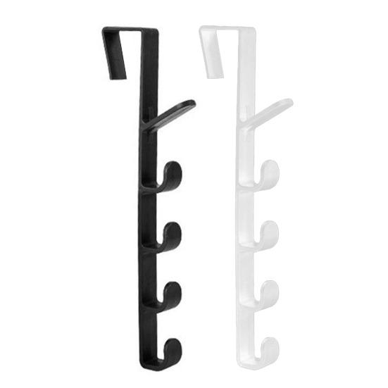 Hook Up Lightweight Plastic Door Hook with Drill-Free Installation Multiple Hooks Damage-free Door Hanger Home Storage Organizer