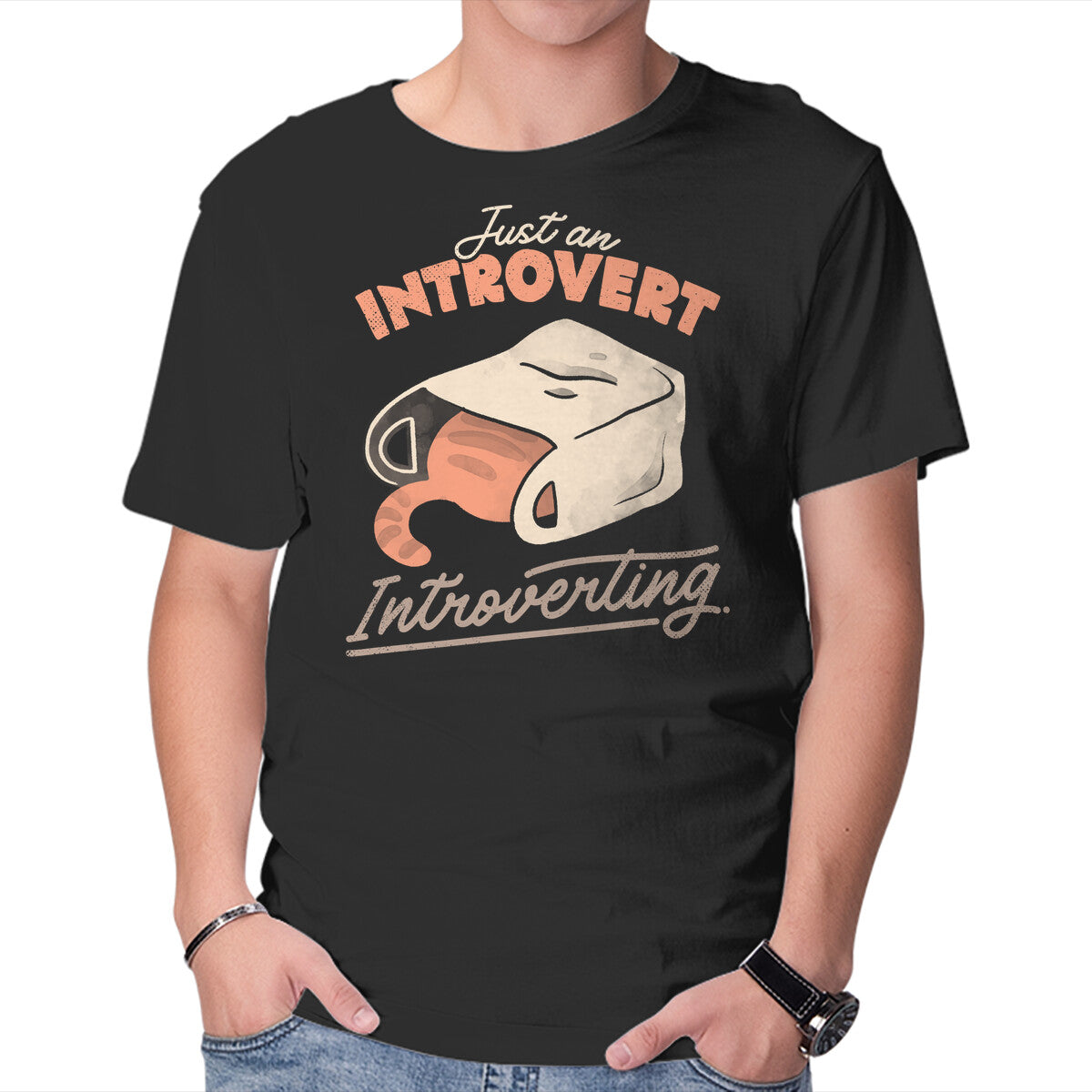 Unisex Crew Neck T-Shirt Just An Introvert Introverting Graphic Short Sleeve Casual Tee XS