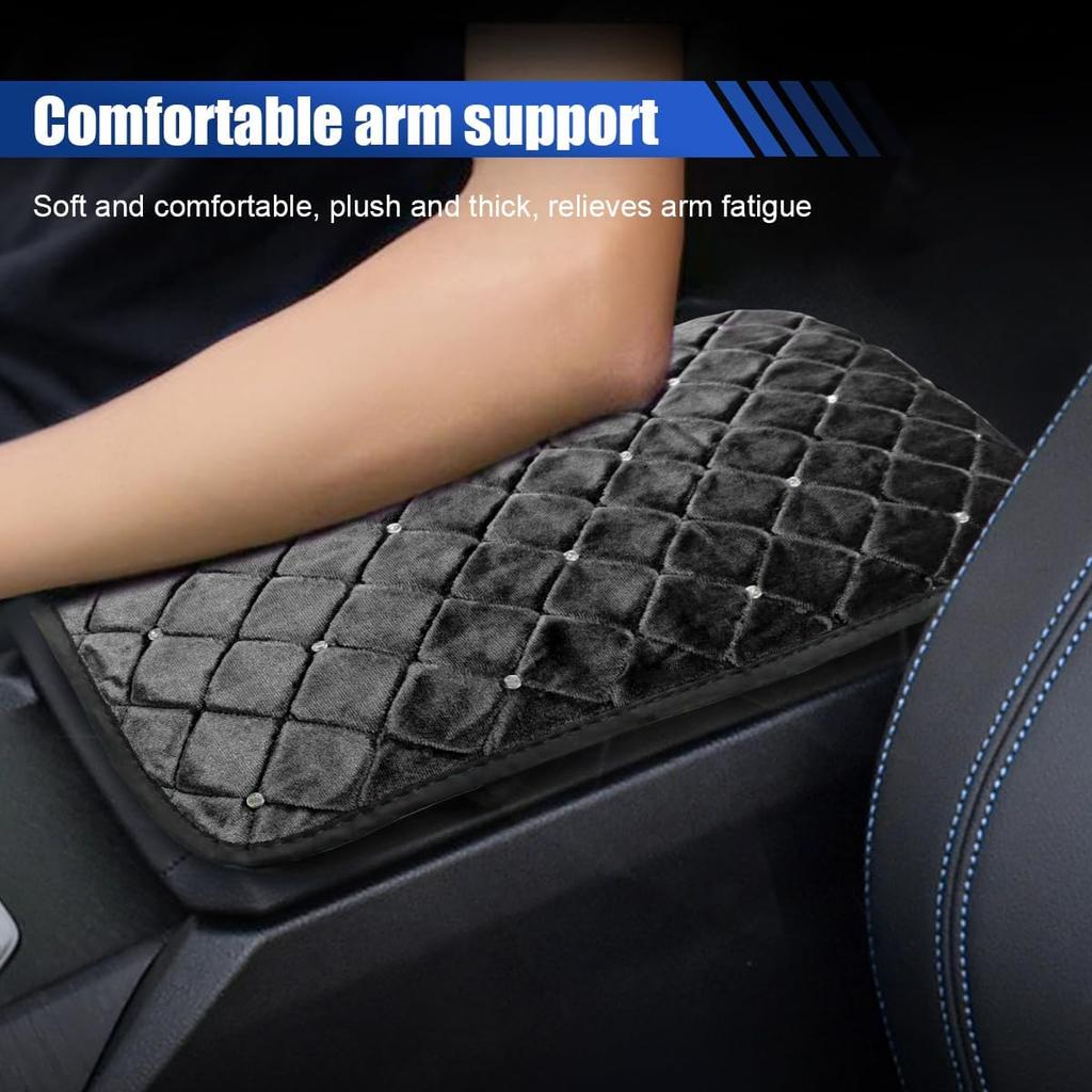 Plush Car Center Console Pad, Bling Diamond Car Armrest Cover, Soft Seat Box Cover Protector, Universal Car Interior Decoration Accessories Fit Most