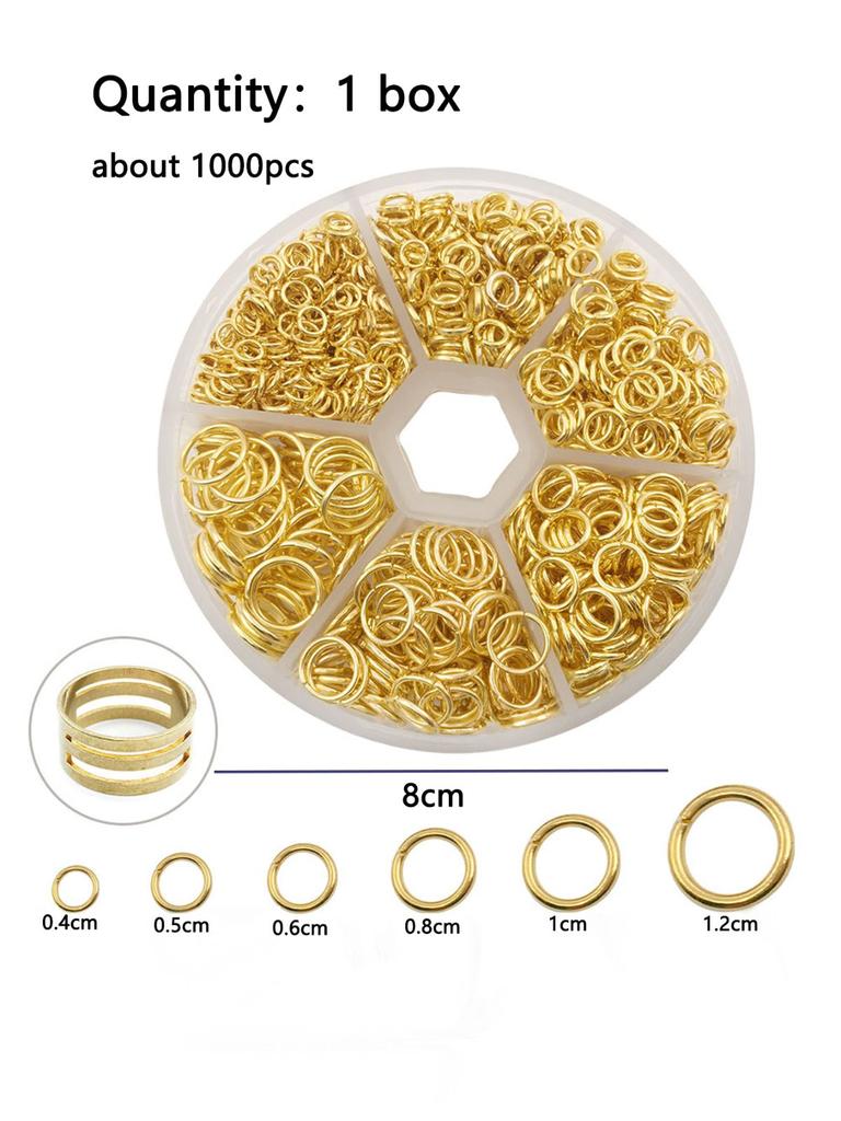 About 1000Pcs 6 Different Sizes Open Jump Rings,4mm 5mm 6mm 8mm 10mm 12mm with 1Pc Jump Ring Open/Close Tool for DIY Crafts Gift