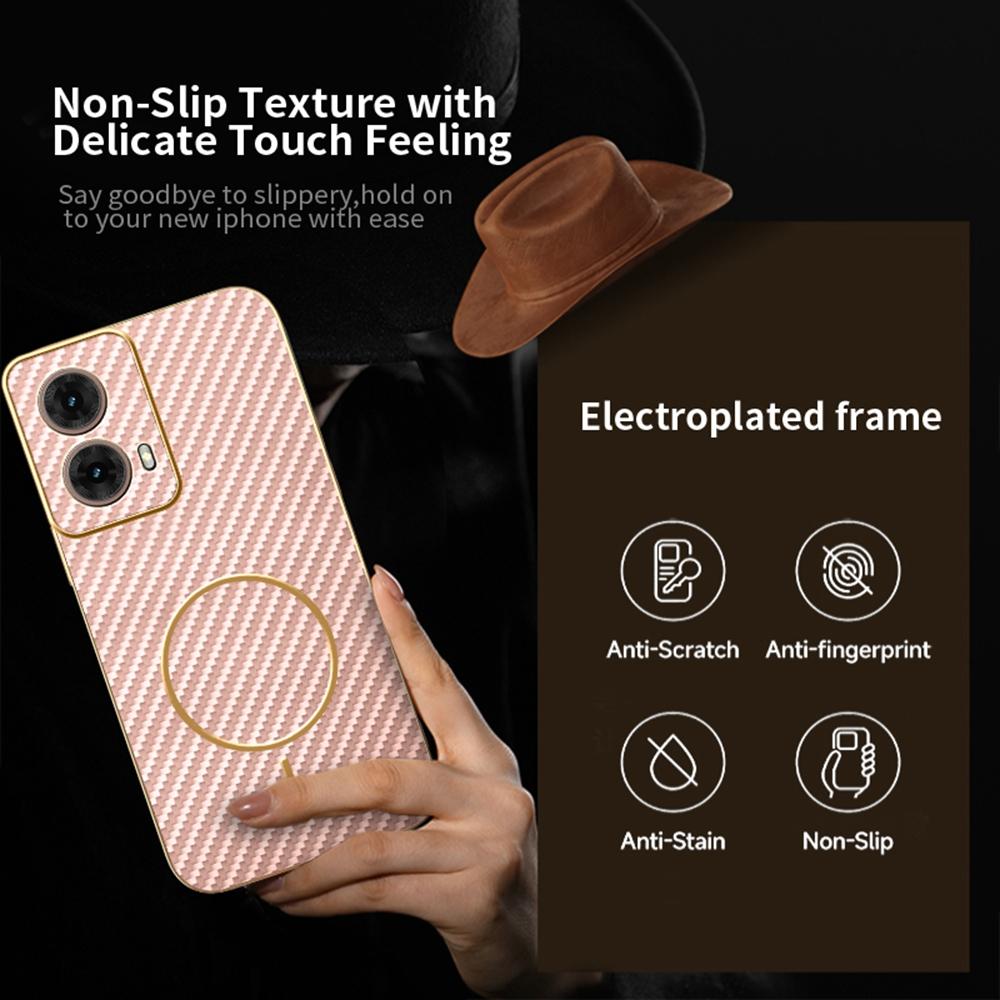 For Motorola Moto G84 5G Phone Case Carbon Fiber Textured Electroplated TPU Back Cover