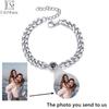 EthShine Custom Circle Pendant Projection Photo Bracelet Couple Jewelry Memorial Gift For Him Personalized Cuban Chain