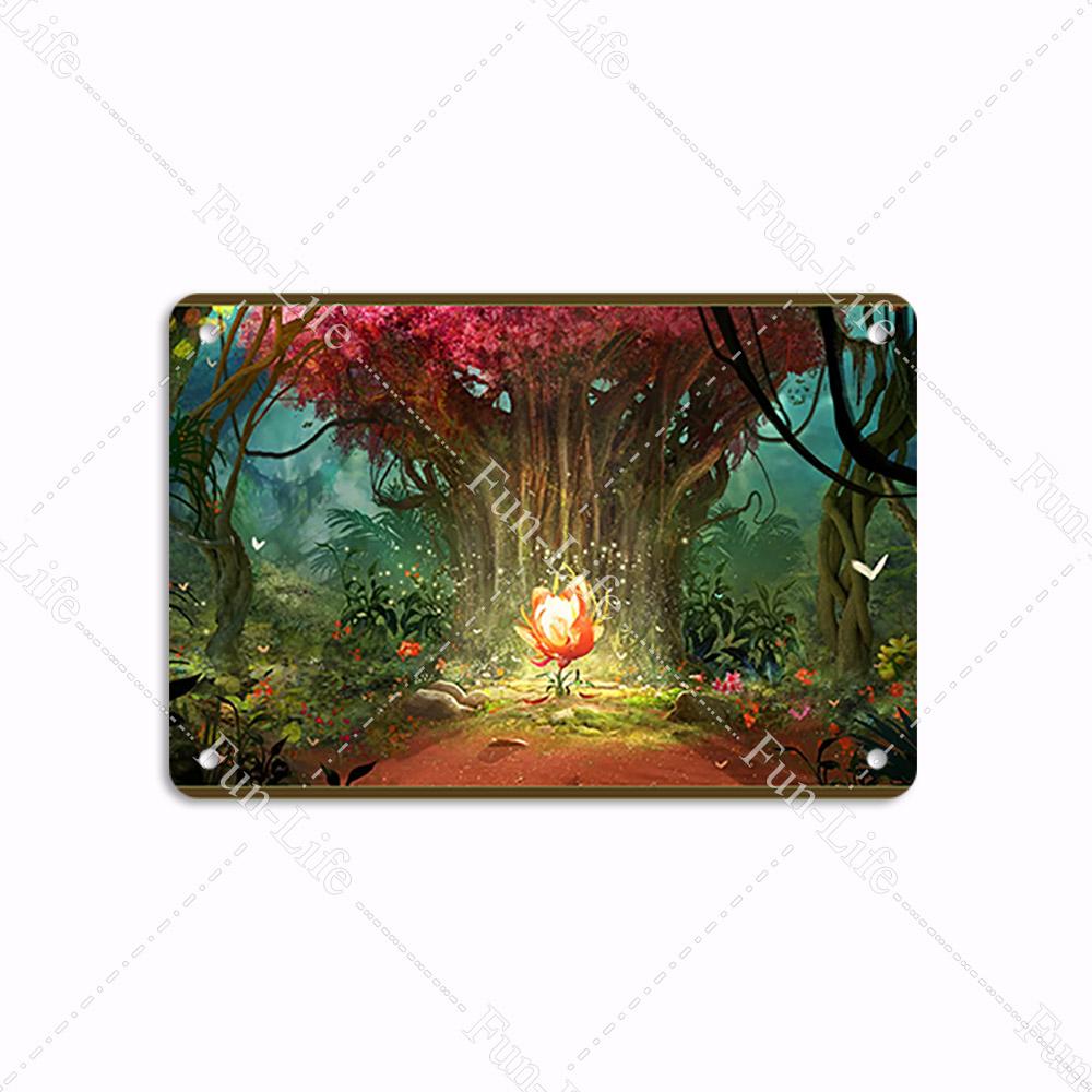 Forest Plate Poster Bird Vintage Home Decor Colorful Tree Retro Metal Tin Signs Pub Car Garage Wall Art Home Decor 20x30cm