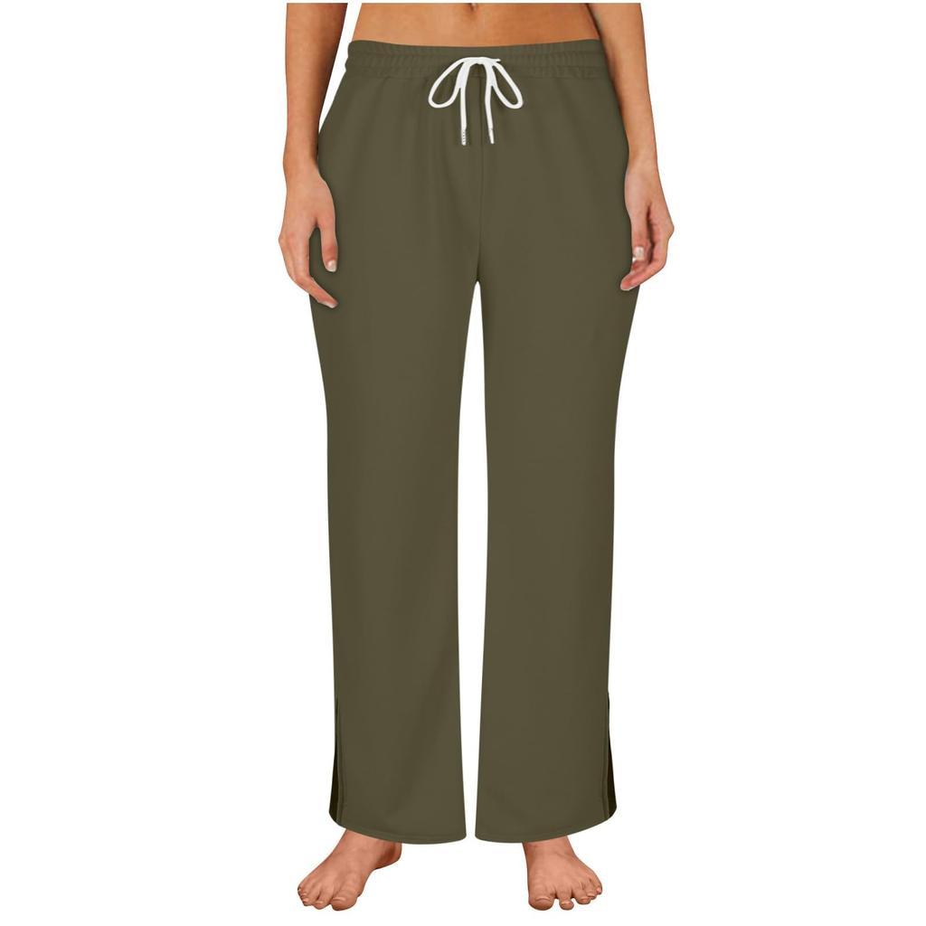 Women's Winter Sweatpants Solid Color Casual Pants Women's Fleece Sweatpants Wide Leg Straight Pants