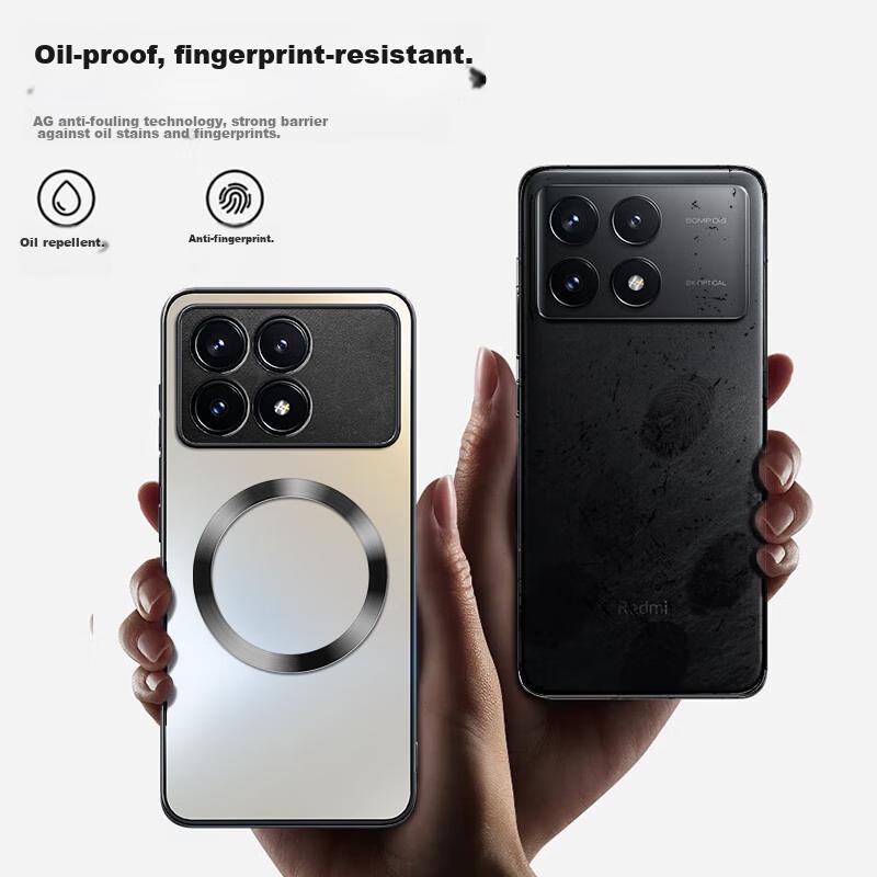 AG MagneticPhone Case for Xiaomi Redmi K70E, Matte Full Coverage Ultra-Thin Shockproof Anti-Fingerprint Case - Graphite Black