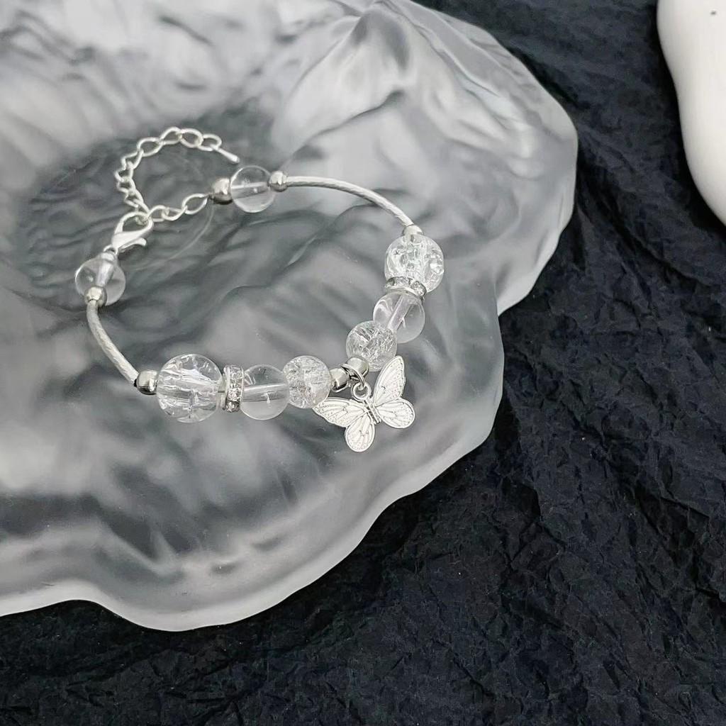 

Браслет Бабочка Серебро Изысканный Элегантные Стеклянные Бусины Традиционный Китайский