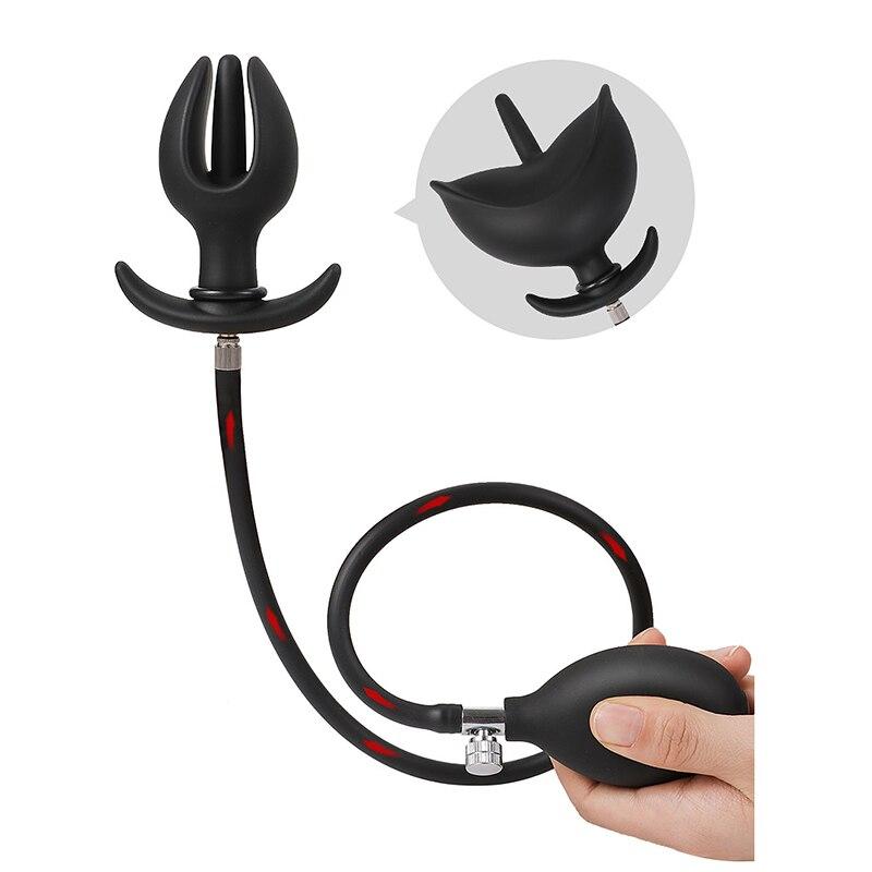 Oppblåsbar analplugg Anal Dilatator Hale Utendørs klær Voksen Sexleketøy Silikon Fisting BDSM Slave Trening