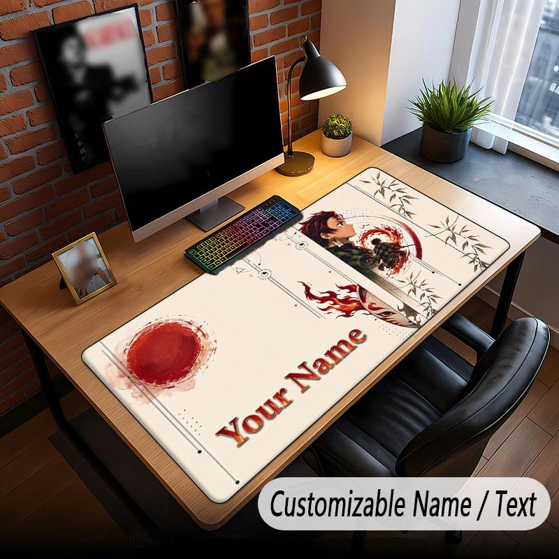 Custom Name Extended Mouse Pad,Demon Slayer Gaming Desk Mat For Home Office Desktop Decor