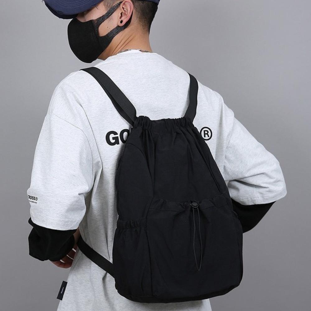 Korean Style Travel Backpack Solid Color Student Schoolbag Casual Drawstring Backpack  Sports