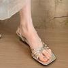 2025 New Elegant Women's Roman Style Sandals  Material Side Open Platform Heel Flat Buckle Shoes Comfortable Summer Footwear