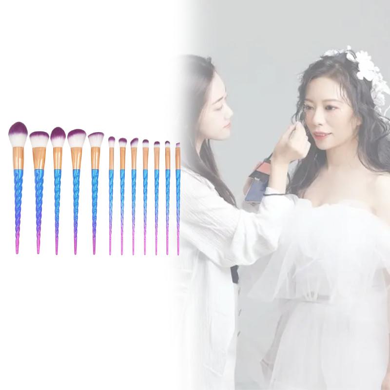 Pattern Spiral Mermaid 12 Piece Makeup Brush Collection Long Supplies Handles