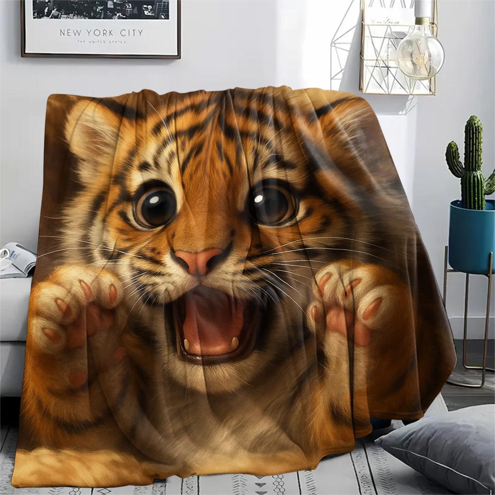 1Pc Cartoon Print Flannel Blanket, High Quality Comfortable for All Seasons, Home Decor, Warmth and Comfort, Perfect for Christmas Birthday Gift