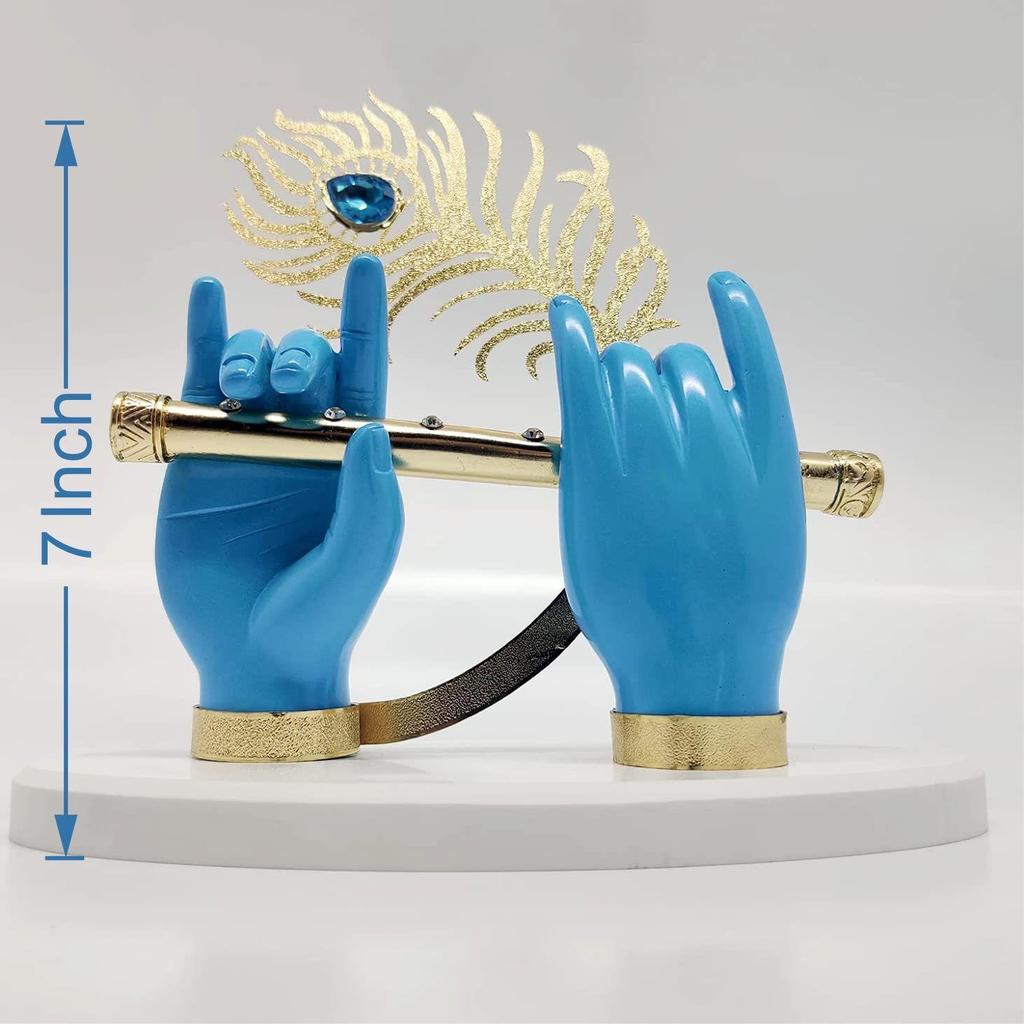 Figurină Mâini cu Flaut ale lui Krishna Ji | Mână Albastră a lui Krishna | Piesă Foarte Clasică pentru Decor, precum și Cadouri de Nuntă și Corporative