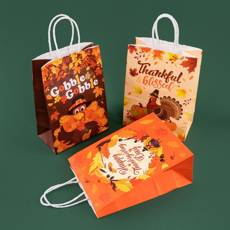 StoBag Thanksgiving Eco-Friendly Kraft Paper Tote Gifts Bags for packing Goodies Presents Candy Perfect for Parties 12/30pcs