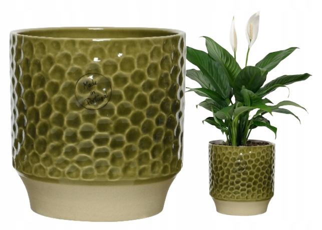Ceramic flower pot, green, 13 x 13 cm
