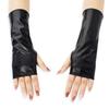 Mănuși scurte fără degete Punk Negre Lucioase PU Cosplay Petrecere Club de Noapte Dans Spectacol Mănuși Accesorii Costum