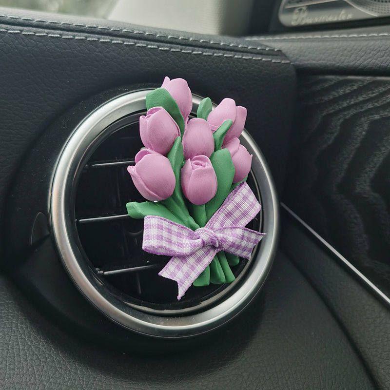

Car Perfume Aromatherapy Pink Tulip Car Air Conditioning Air Outlet Decoration Fragrance Stone Fragrance Gift Light Fragrance [Jasmine] [Purple Tulip]