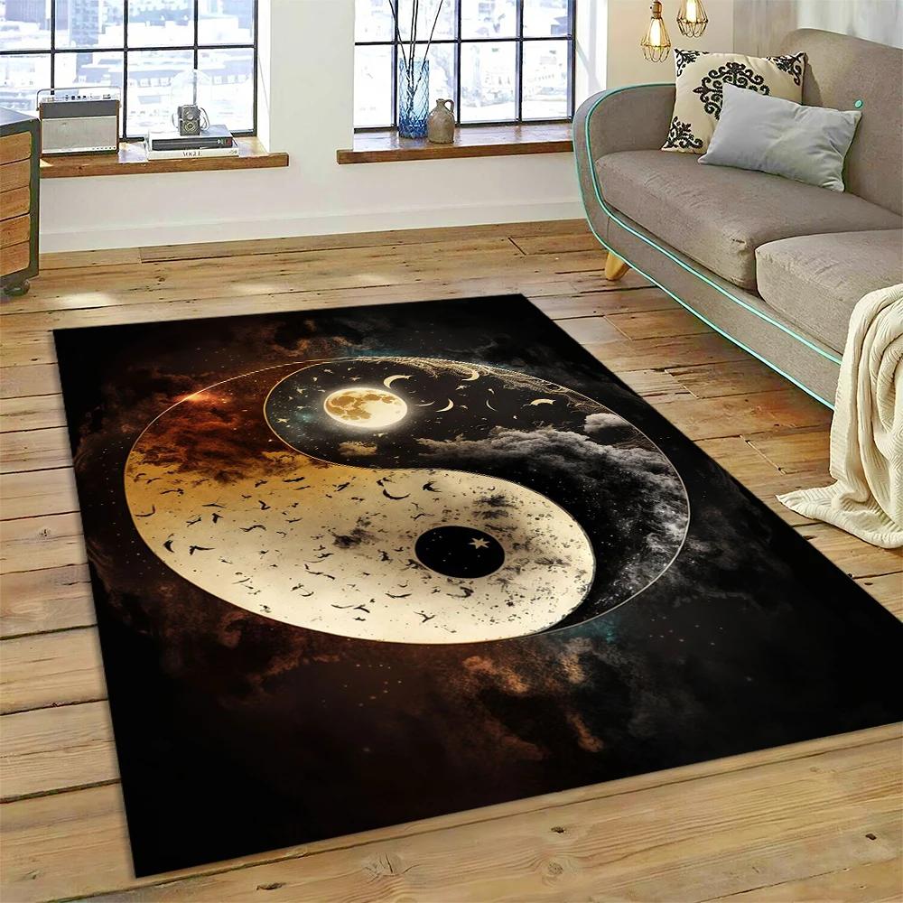 3D Naturalize Yin and Yang Chinese Tai Chi Carpet Rug for Home Living Room Bedroom Sofa Doormat Decor,Kids Area Rug Non-slip Mat