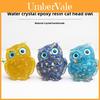Agate Crystal Owl Desk Accessory With Gold Leaf For Home Office Decor