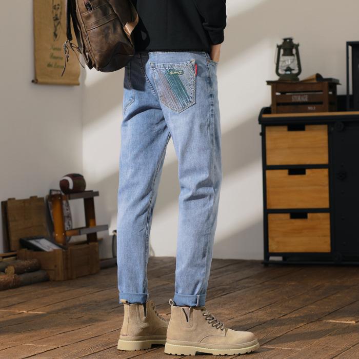 JYL Men s Jeans  Slim Niche Trendy Loose Straight Tapered Denim 30
