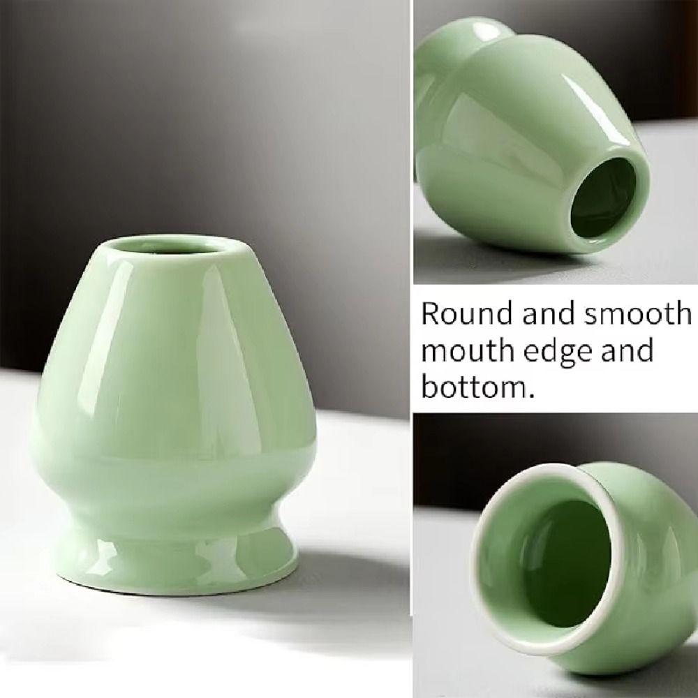 Elegant Vintage Matcha Whisk Stand Durable Smooth Surface Chasen Stand Retro Solid Color Ceramic Chasen Holder Matcha Tool