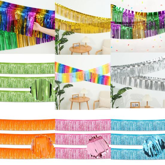 Rainbow Foil Tassel Garland 9.84 Feet Party Supplies Colorful Streamers for Floats Graduation Birthday Wedding Carnival Photo Backdrop Decorations