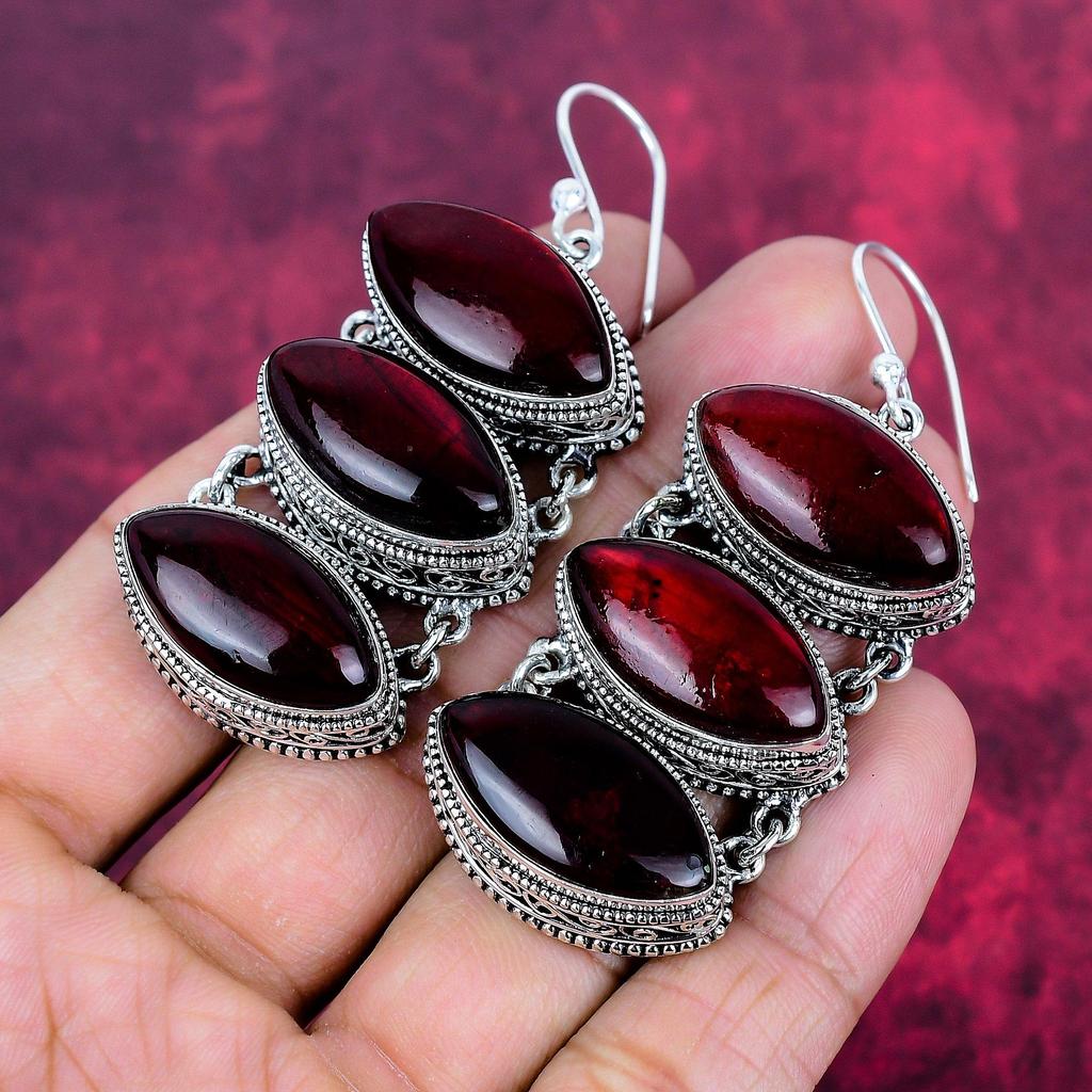 Red Flash Labradorite 925 Solid Sterling Silver Earrings, Handmade Gemstone Earrings Jewelry, Gifts For Wife Brand New Earrings