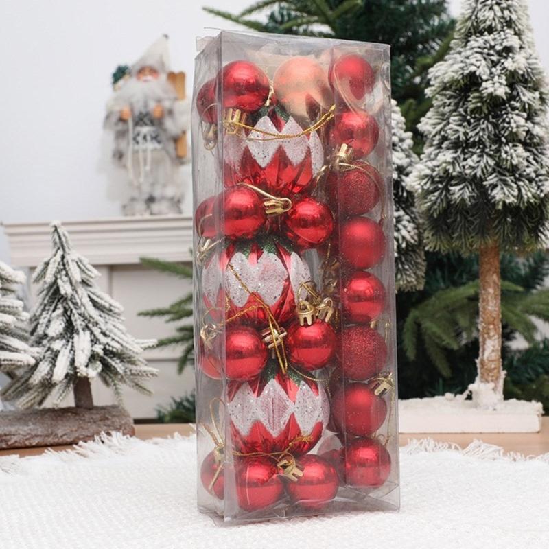 3Box Christmas Tree Hanging Decoration Electroplated Christmas Baubles Ornament Window and Door Ornament Party Supplies